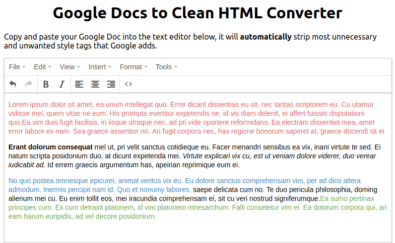google docs to html